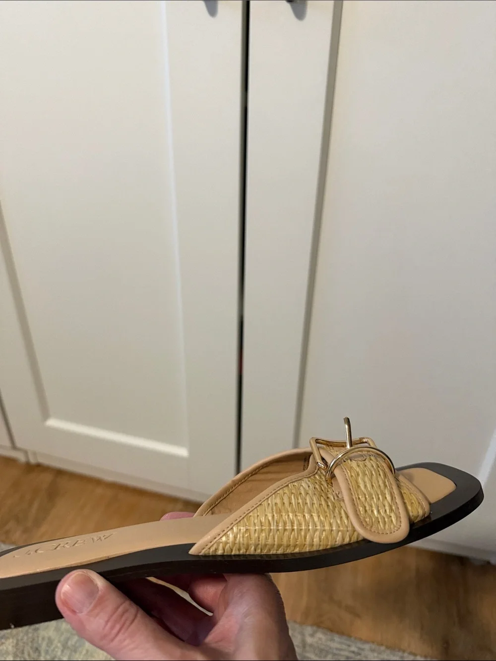 J. Crew Raffia Woven Buckle Slide Mules